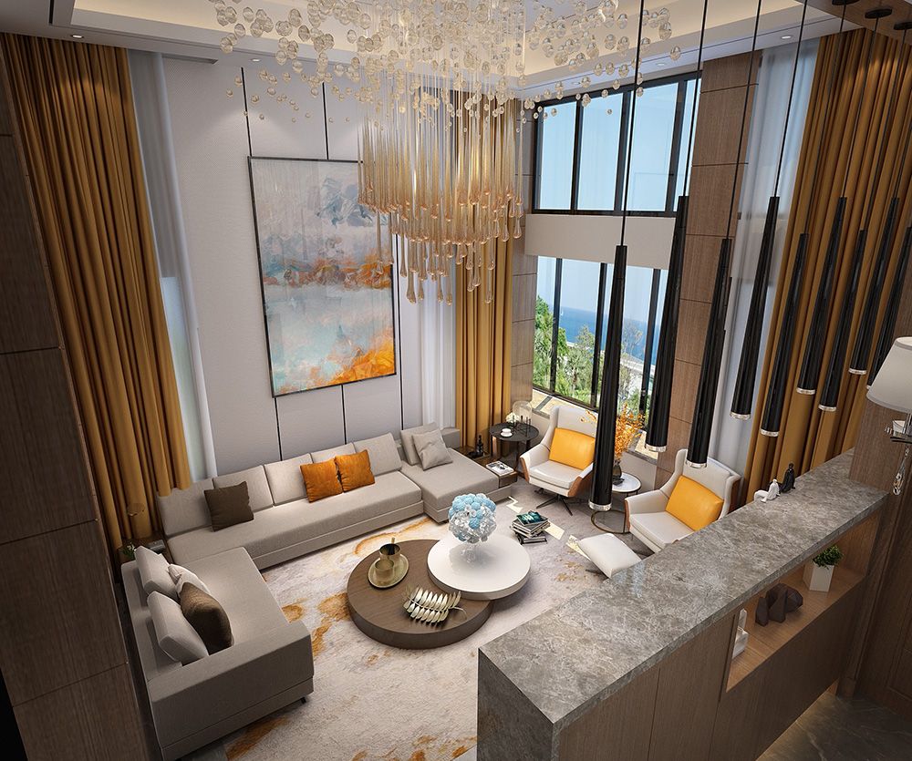 轻奢风格别墅装修设计效果图-碧桂园翠锦豪庭别墅470平米-别墅客厅装修设计 轻奢风格别墅装修设计效果图-碧桂园翠锦豪庭别墅470平米-别墅客厅装修设计