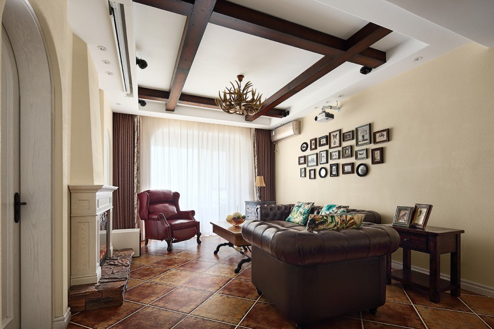 美式田园风格室内家装案例效果图-客厅 美式田园风格室内家装案例效果图-客厅