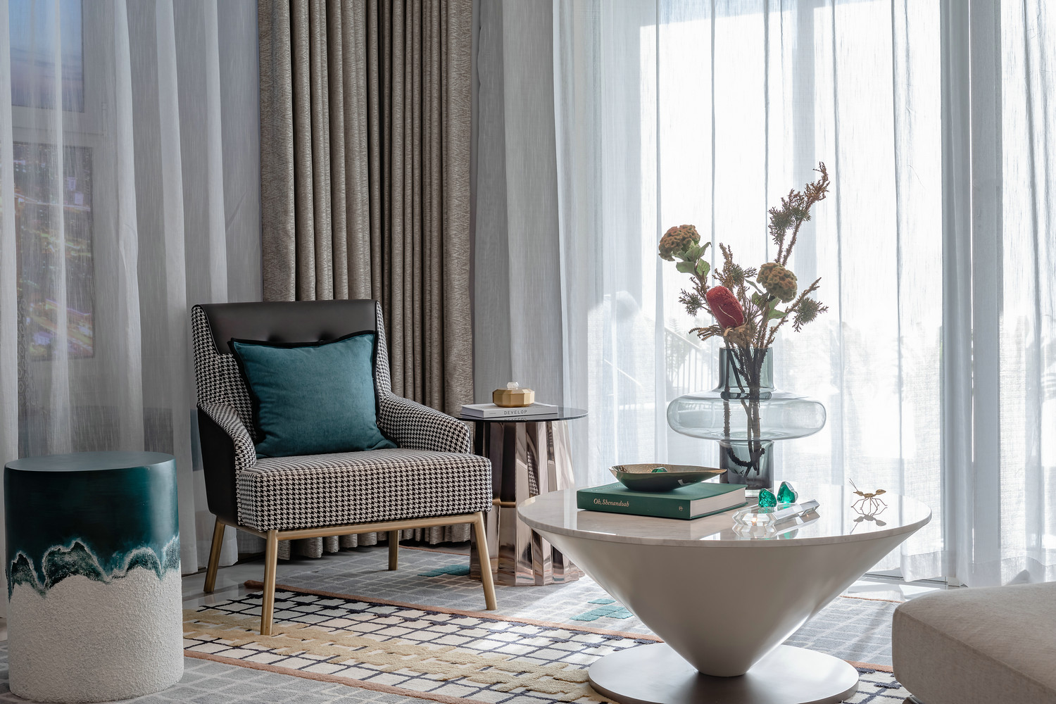 简约新中式风格室内家装案例效果图-客厅休闲区 简约新中式风格室内家装案例效果图-客厅休闲区