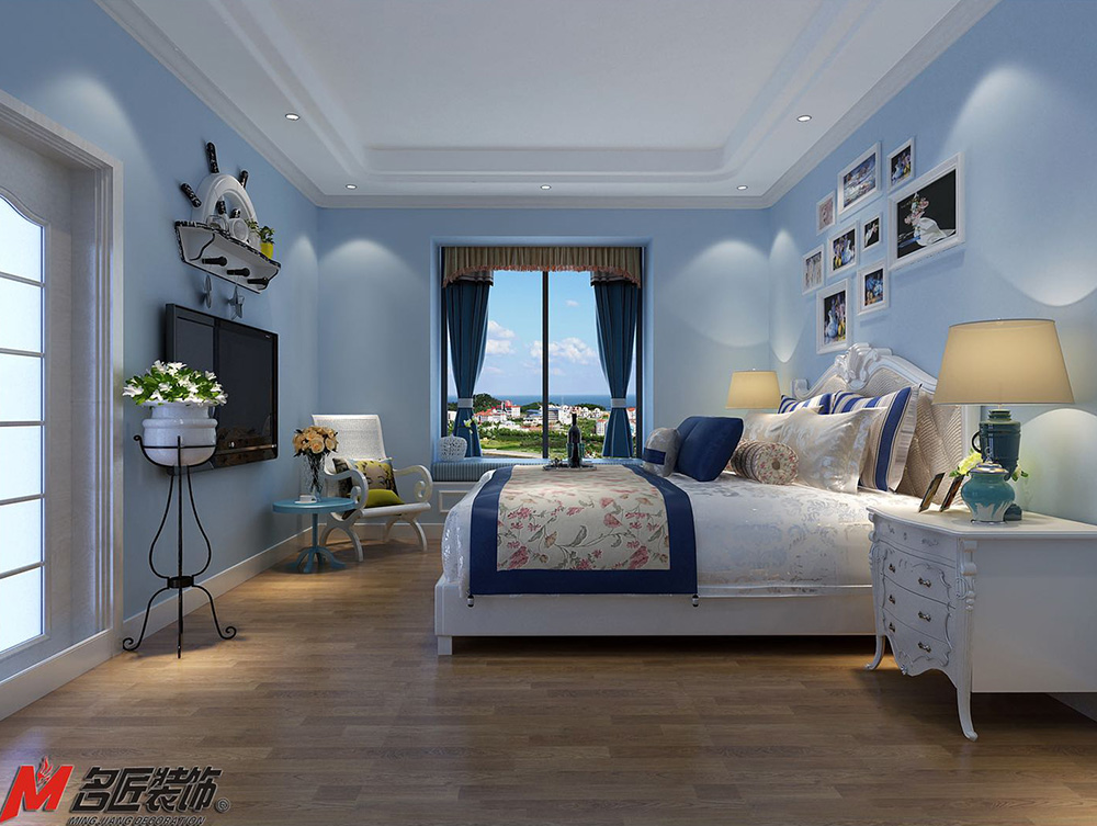 碧桂园岭南盛世三居135平米地中海风格装修案例-主卧 碧桂园岭南盛世三居135平米地中海风格装修案例-主卧