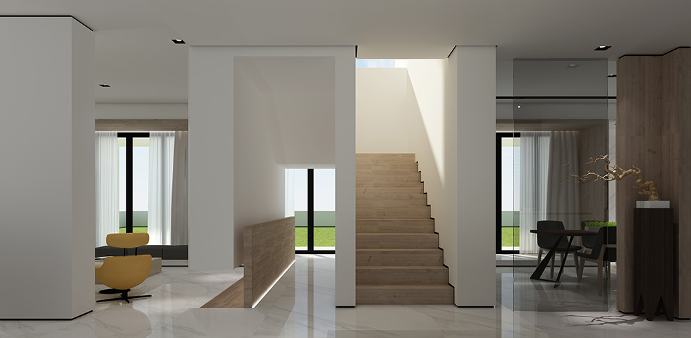 现代极简风格别墅装修设计效果图-迎江"逸"墅·碧桂园-别墅装修设计一楼楼梯厅 现代极简风格别墅装修设计效果图-迎江"逸"墅·碧桂园-别墅装修设计一楼楼梯厅