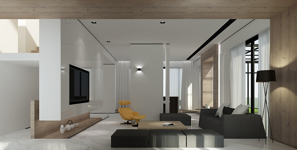 现代极简风格别墅装修设计效果图-迎江"逸"墅·碧桂园-别墅装修设计一楼客厅 现代极简风格别墅装修设计效果图-迎江"逸"墅·碧桂园-别墅装修设计一楼客厅